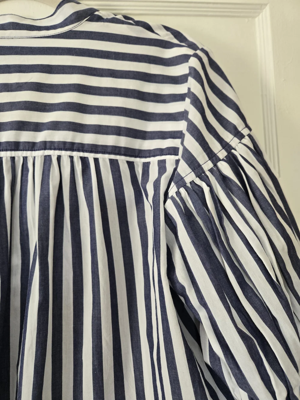 Striped Blue & White Peasant Top - Picture 7 of 12